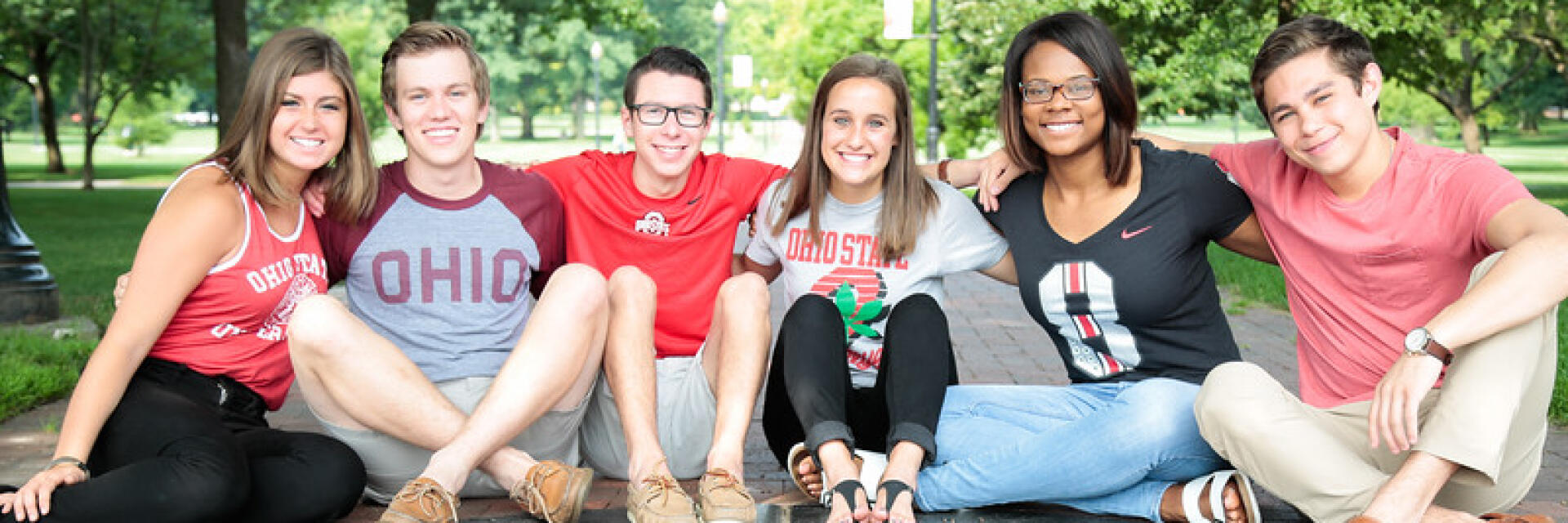 Students smiling on Oval