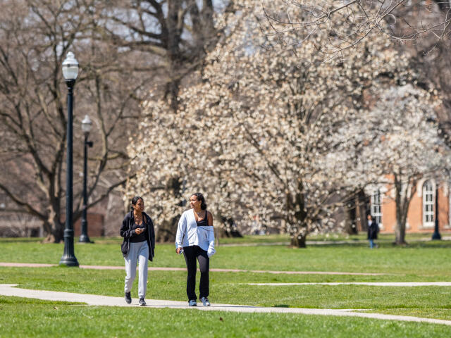 Students walking outside